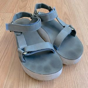 Platform Blue Leather Tevas